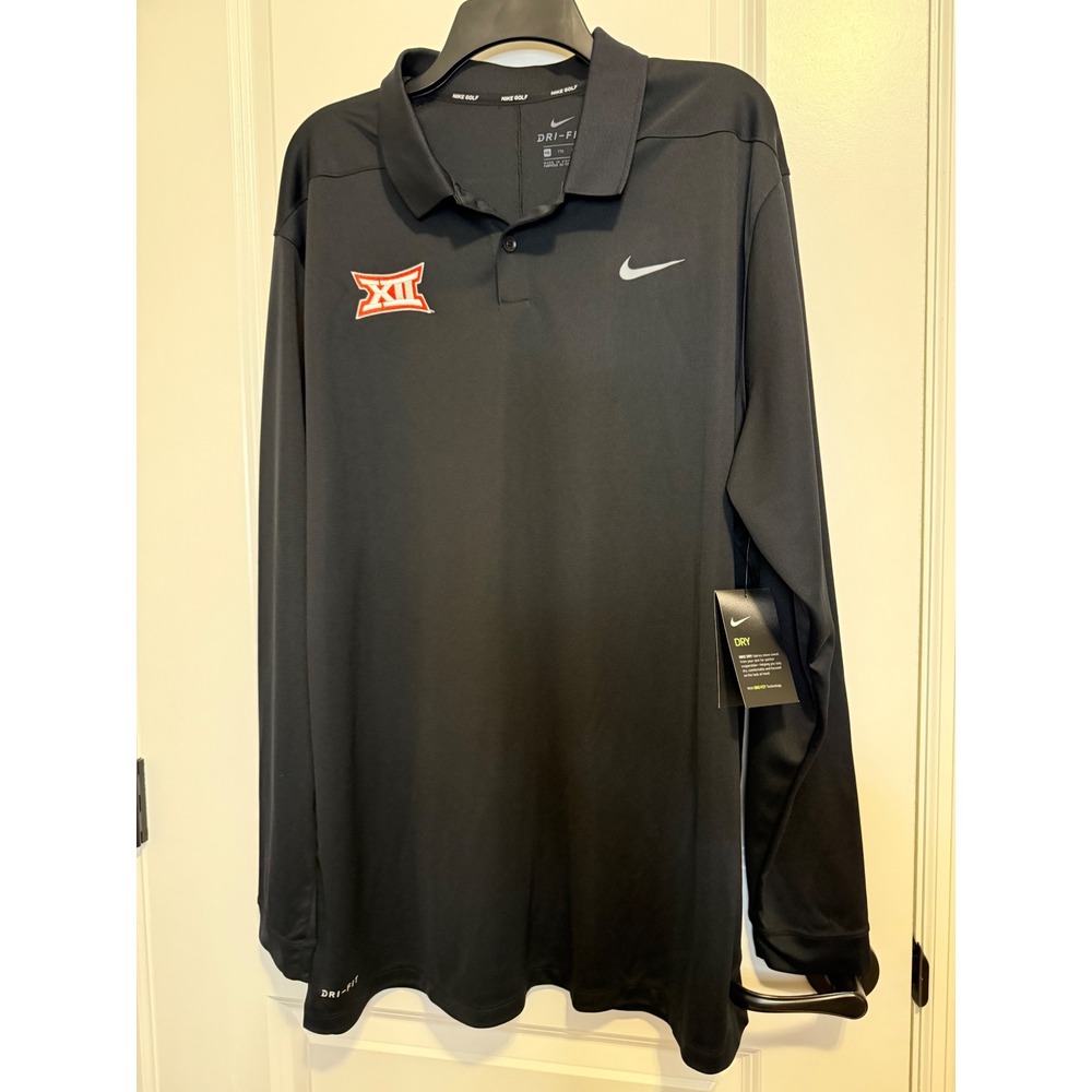 Nike Golf Polo Mens XXL Black NWT Big 12 Dri-FIT Long Sleeve Shirt Athletic Gorp